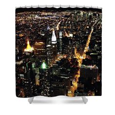 an aerial view of the city at night shower curtain