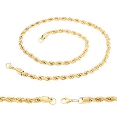 Want to draw everyone’s attention at the party? With our Rope Chain Necklace with 14K Gold finish, you will definitely shine bright like a diamond! The unique look of this Gold Filled Rope Chain Necklace will compliment any outfit, making your image attractive and stylish. This Rope Link Design will become your new favorite Jewelry! The Necklace has a Lobster Claw Clasp that provides safe and comfortable wearing. Our Rope Chain Necklace comes in a Gold finish and is available in 7 different widt Gold Rope Chains, Rope Chain Necklace, Link Design, Fancy Gifts, Shine Bright Like A Diamond, Jewelry For Men, Outfit Making, Rope Necklace, Gold Plated Necklace