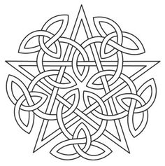 an intricate celtic design in black and white, with the star on it's side