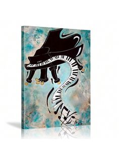 a painting of a piano with zebras on it's legs and the keys are black