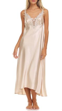 Flora Nikrooz Stella Gown | Nordstromrack Night Gown Dress, Flora Nikrooz, Lace Slip Dress, Silk Gown, Satin Maxi, Lace Slip, Satin Slip, Plus Size Kleidung, Satin Slip Dress