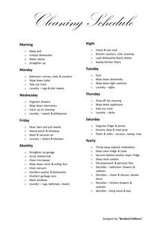 the cleaning checklist is shown in black and white