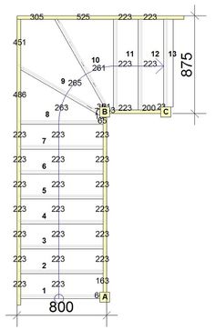 a drawing of the floor plan for a building with measurements and numbers on it,