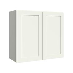 a white wall cabinet with two doors