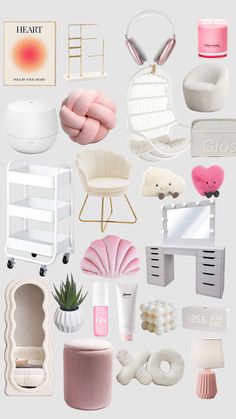 a collage of various objects including chairs, lamps and other items on a white background