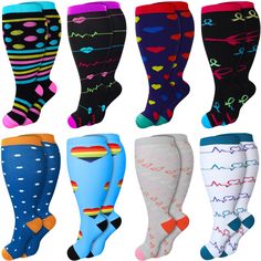 PRICES MAY VARY. Generous Package: the package comes with 8 pairs of plus size compression socks wide calf for women and men in XXXL; Each pair of socks with a pressure value of 20-30 mmhg, the socks measures approx. 13 to 14 inches in ankle, and 21 to 25 inches in calf, these socks are ideal for those with larger calves; They provide a snug fit without constriction, allowing for better blood circulation and preventing leg fatigue Wide Calf Compression Socks: with extra large size, the wide calf Knee Support, Support Design, Compression Socks, Calf Socks, Wide Calf, Large Size, Extra Large, Fantastic Gifts, Snug Fit