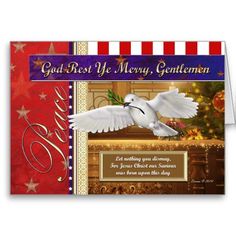 a christmas card with an image of a white dove