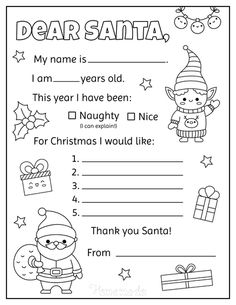 a christmas wish card with santa on it