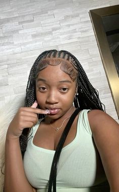 Cornrow Front Box Braids Back Hairstyles, Edges Ideas Dramatic, Edges Inspo With Braids, Dramatic Edges With Braids, Cute Edges With Braids, Braid Edges, Hairstyles For Running, Protective Style Braids, Hairstyles Box Braids