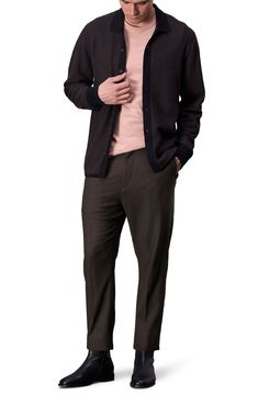 Elevate your casual or weekend look with these dress pants cut from stretch-hinted wool-enriched flannel and polished with crisp creases. 30" inseam; 14" leg opening; 12" front rise Zip fly with hook-and-bar closure Front slant pockets; back welt pockets 34% polyester, 33% viscose, 32% wool, 1% elastane Dry clean Imported Brown Fits, Flannel Dress, Nordstrom Store, Welt Pockets, Rag & Bone, Welt Pocket, Dress Pants, Dry Clean, Nordstrom