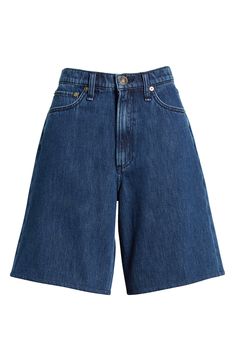 Perfectly baggy and nonchalant, these nonstretch-denim shorts exude throwback style with a high-rise waist. 9" inseam; 23" leg opening; 13" front rise; 15 1/2" back rise (size 29) Zip fly with button closure Five-pocket style 100% cotton Machine wash, line dry Made in Turkey Wide Leg Bermuda Shorts, Wide Leg Denim Shorts, Jean Shorts Aesthetic, Bottoms Aesthetic, Baggy Jean Shorts, Demin Shorts, Shorts Aesthetic, Long Jean Shorts, Long Denim Shorts