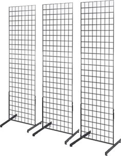 four metal grids are lined up against each other on a white background with black lines