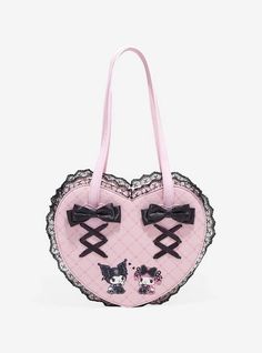 Her Universe My Melody X Kuromi Lolita Figural Heart Bag | Hot Topic My Melody X Kuromi, Her Universe, Heart Bag, Baguette Bag, Pretty Bags, Guitar Strap, Kawaii Clothes, Cute Bags, My Melody