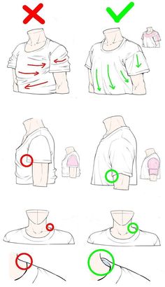 the instructions for how to draw a man's t - shirt in three different ways