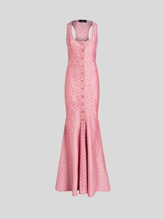 Etro Designer Fitted Maxi Dress, Designer Maxi Length Summer Dresses, Designer Fitted Maxi Dress For Summer, Designer Fitted Pink Dress, Designer Maxi Dress For Spring, Designer Summer Dresses For Daywear, Designer Summer Midi Dress, Designer Sleeveless Summer Dresses, Designer Summer Sleeveless Dresses