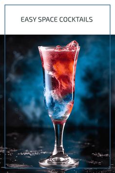 the cover of easy space cocktails, with an image of a red and blue drink in