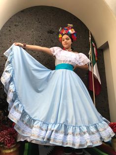 Mexican Womans SKIRT Baby Blue One Circle Practice Skirt - Etsy Mexican Skirt, Color Cian, Folklorico Dresses, Mexican Skirts, Ballet Folklorico, Ribbon Skirts, Skirt Patterns Sewing, Sewing Skirts, Skirt Fashion