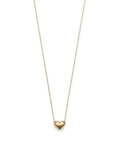 Bloomingdale's Fine Collection Puffed Heart Necklace in 14K Yellow Gold, 18 - Exclusive Elegant Yellow Gold Necklace With Heart Detail, Classic Yellow Gold Heart Necklace, Polished Yellow Gold Heart Necklace, Elegant Gold-plated Yellow Gold Heart Necklace, Dainty 14k Gold-filled Yellow Gold Heart Necklace, Puffed Heart Necklace, Puffed Heart, Gold Heart Necklace, Exclusive Jewelry