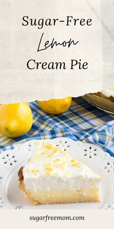 a slice of lemon cream pie on a plate