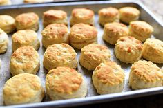 freshly baked biscuits on a baking sheet ready to be eaten