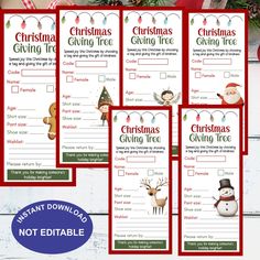 christmas giving tree printables for kids and adults to use in the holiday season