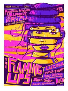 a poster for the flaming lips tour with an image of a woman wearing a purple hat