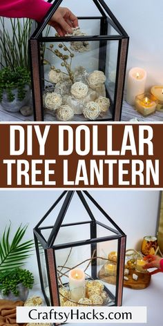 this diy dollar tree lantern is so easy to make