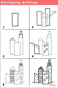 how to draw buildings step by step with pictures and instructions for children's drawings