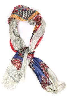 The luxuriously soft silk makes the scarf lightweight, durable, and breathable. Generously sized, it can be worn as a shawl or swirled around the neck. 72 x 28 inches 100% silk Fringe trim Dry clean only Luxury Multicolor Scarf With Traditional Drape, Luxury Multicolor Scarves With Traditional Patterns, Luxury Bohemian Silk Scarf For Festive Season, Luxury Red Silk Scarf For Spring, Luxury Multicolor Digital Print Silk Scarf, Luxury Multicolor Scarf With Traditional Patterns, Luxury Handmade Multicolor Silk Scarf, Luxury Multicolor Silk Scarf With Traditional Drape, Luxury Multicolor Silk Scarf