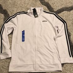 Brand New With Tags Adidas Boys Jacket Size L 14/16 Color White And Black White Adidas Tracksuit, White Adidas Jacket, Adidas Jacket Women, Adidas Cropped Hoodie, Adidas Activewear, Adidas Crop, Black Windbreaker