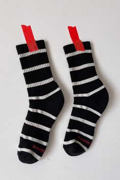 Striped Boyfriend Socks - Black Stripe – Le Bon Shoppe Sailor Stripes, Hand Wrap, Casual Attire, Cropped Trousers, Winter Sale, Chucks Converse