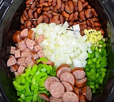 the food is prepared and ready to be cooked in the crock pot for dinner