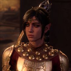 an image of a woman in armor looking into the distance with her hands on her hips