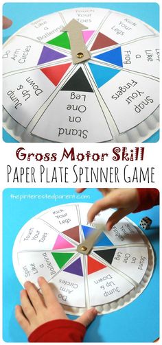 a paper plate spinner game for gross motor skills