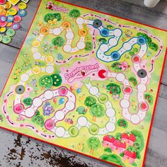 a board game is shown on the floor