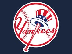 the new york yankees logo on a blue background