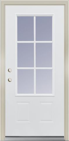 a white door with three panes on the side