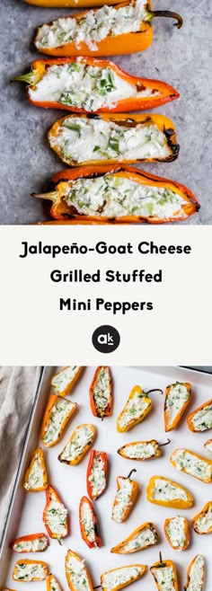 jalapeno - goat cheese grilled stuffed mini peppers on a baking sheet