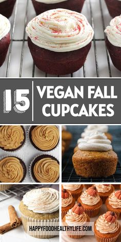 15 vegan fall cupcakes with frosting and cinnamon sprinkles