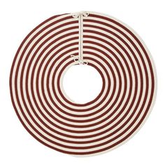 a red and white striped rug on a white background with a round hole in the middle