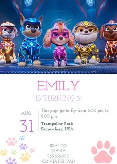 the paw patrol birthday party flyer