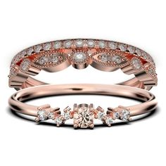 a rose gold wedding ring set with diamonds