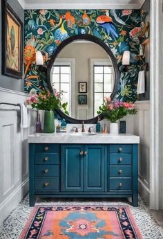 Bathrooms 2024, Design Small Bathroom, Teal Bathroom Ideas, Blue Bathrooms Designs, Bold Bathroom, Colorful Bathroom, Glam Bathroom, Teal Bathroom, Bathroom Master