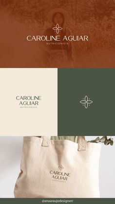 the logo for carolina aguar is shown in three different colors and font styles