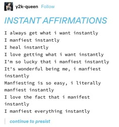 an instagram with the words instant affirmations