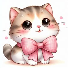 a cute little kitten with a pink bow tie