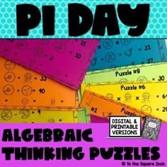 Pi Day Algebraic Thinking Puzzles: 10 fun and engaging algebraic thinking puzzles with a Pi Day theme. Students can complete these puzzles without knowledge of circumference and area of circles. This product includes a printable version and a digital version! Circle Activities, Logic Puzzle, Logic Puzzles, Answer Keys, Google Slides