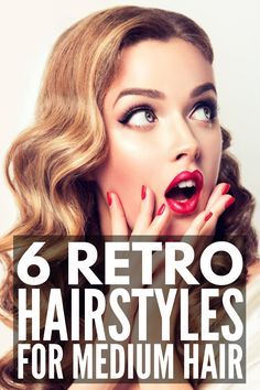 Mid Length Retro Hair Styles, Wavy Vintage Hairstyles, Retro Mid Length Hair, Retro Hairstyles Medium Shoulder Length, Retro Shoulder Length Hair, 1950 Formal Hairstyles, 70s Hairstyles Mid Length, Simple Retro Hairstyles, 40s Hair Styles For Women