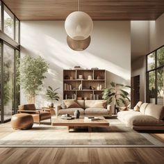 a living room filled with furniture and lots of windows