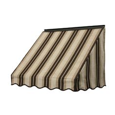 a brown and white striped awning